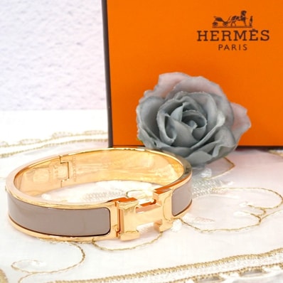 エルメス HERMES クリックHブレスレット H700001FO_19PM バングル メタル エナメル ベージュ マロングラッセ レディース【中古】【ABランク】