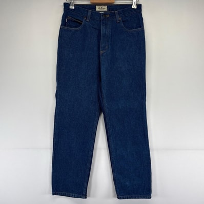 古着 エルエルビーン L.L.Bean デニム パンツ ストレート ジーパン レザーパッチ デニム w31×L28 ブルー系 メンズ