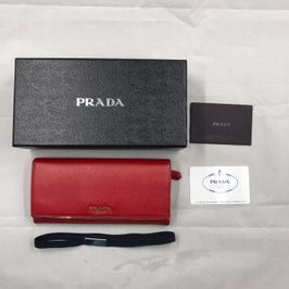 PRADA Saffiano Leather Long Wallet "Red"
