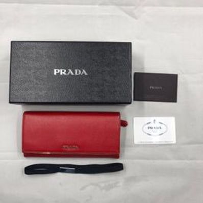 PRADA Saffiano Leather Long Wallet "Red"