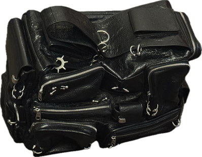 BALENCIAGA Superbusy Large Sling Bag with Piercings "Black"