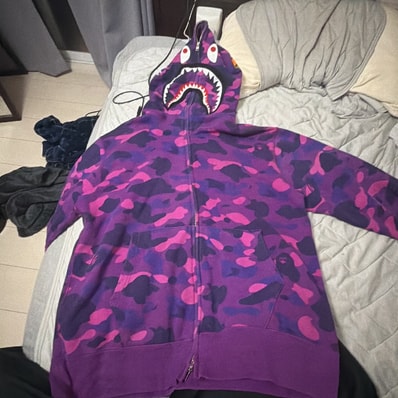 A BATHING APE Color Camo Shark Full Zip Hoodie "Purple"