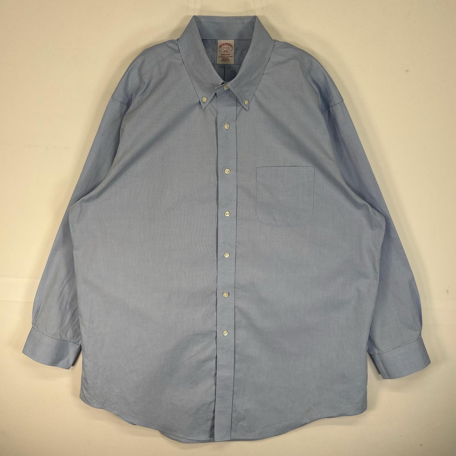 古着 ブルックスブラザーズ Brooks Brothers 長袖シャツ ボタンダウン MADISON XL  ブルー系 無地 メンズ