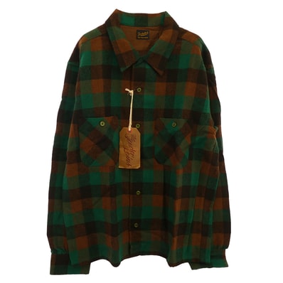 TENDERLOIN テンダーロイン 長袖シャツ T-WOOL SHT P ブロックチェック ウール 長袖 オープンカラーシャツ グリーン グリーン系 M【中古】