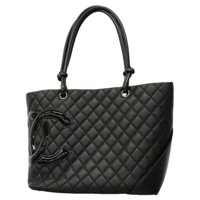 ★SALE【6gc3445-k】シャネル トートバッグ カンボン ラムスキン ブラック シルバー金具【中古】レディース