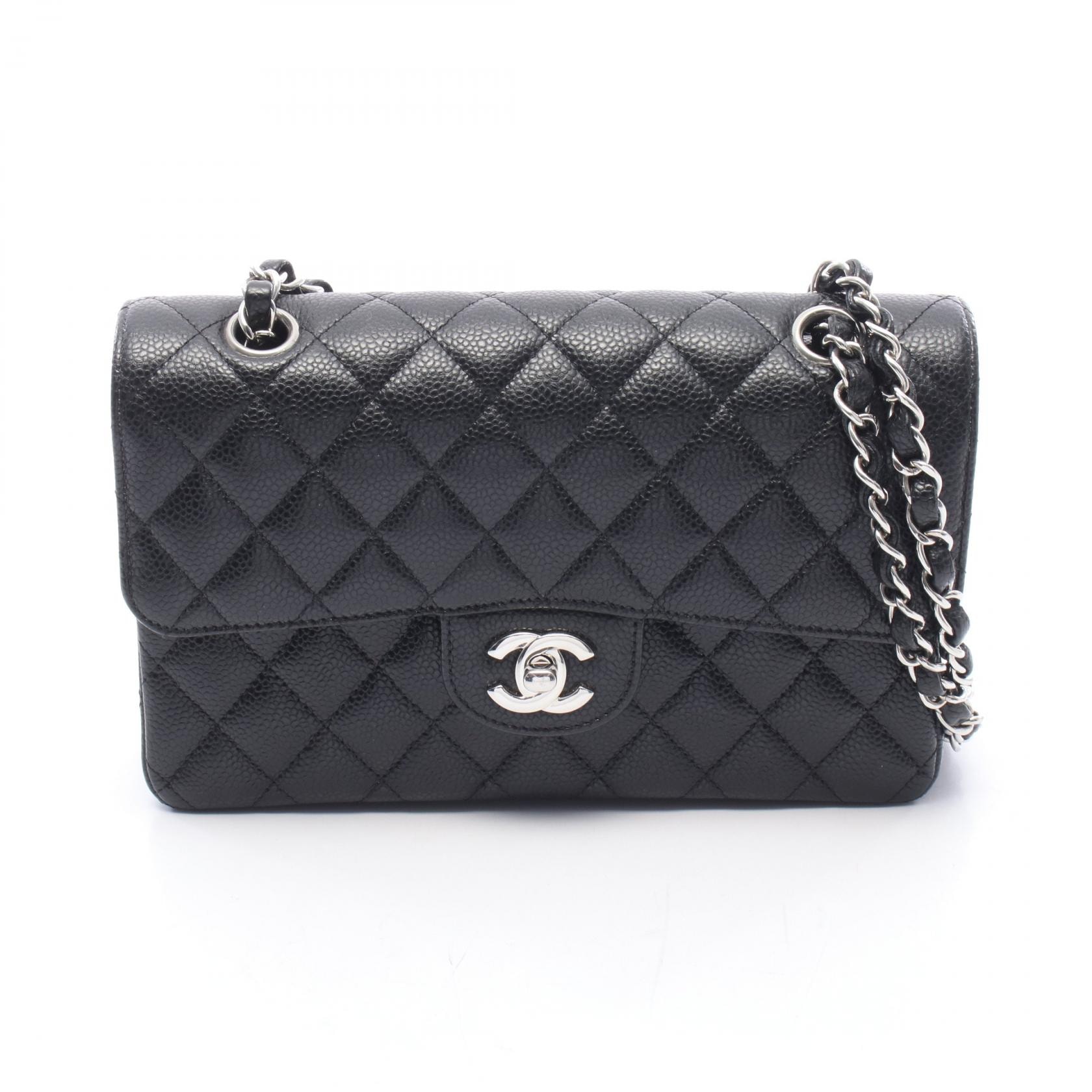 シャネル CHANEL マトラッセ Wフラップ ショルダーバッグ バッグ キャビアスキン(グレインドカーフ) レディース ブラック系 【中古】