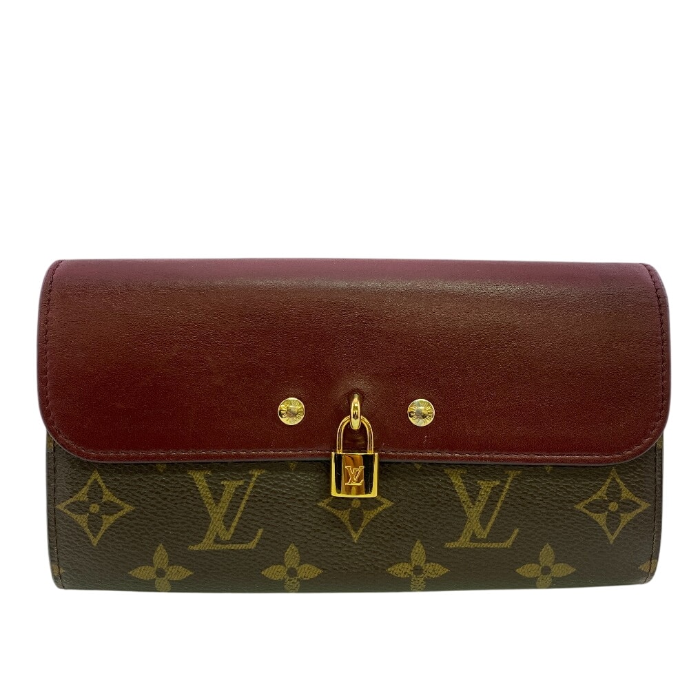 ルイヴィトン LOUIS VUITTON 長財布 モノグラム ポルトフォイユヴィーナス ロングウォレット ボルドー フラップ 二つ折り パドロック M61852 ブラウン