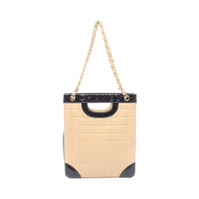 シャネル CHANEL チョコバー 2WAY トートバッグ バッグ レザー パテントレザー レディース ベージュ系 / ブラック系 【中古】
