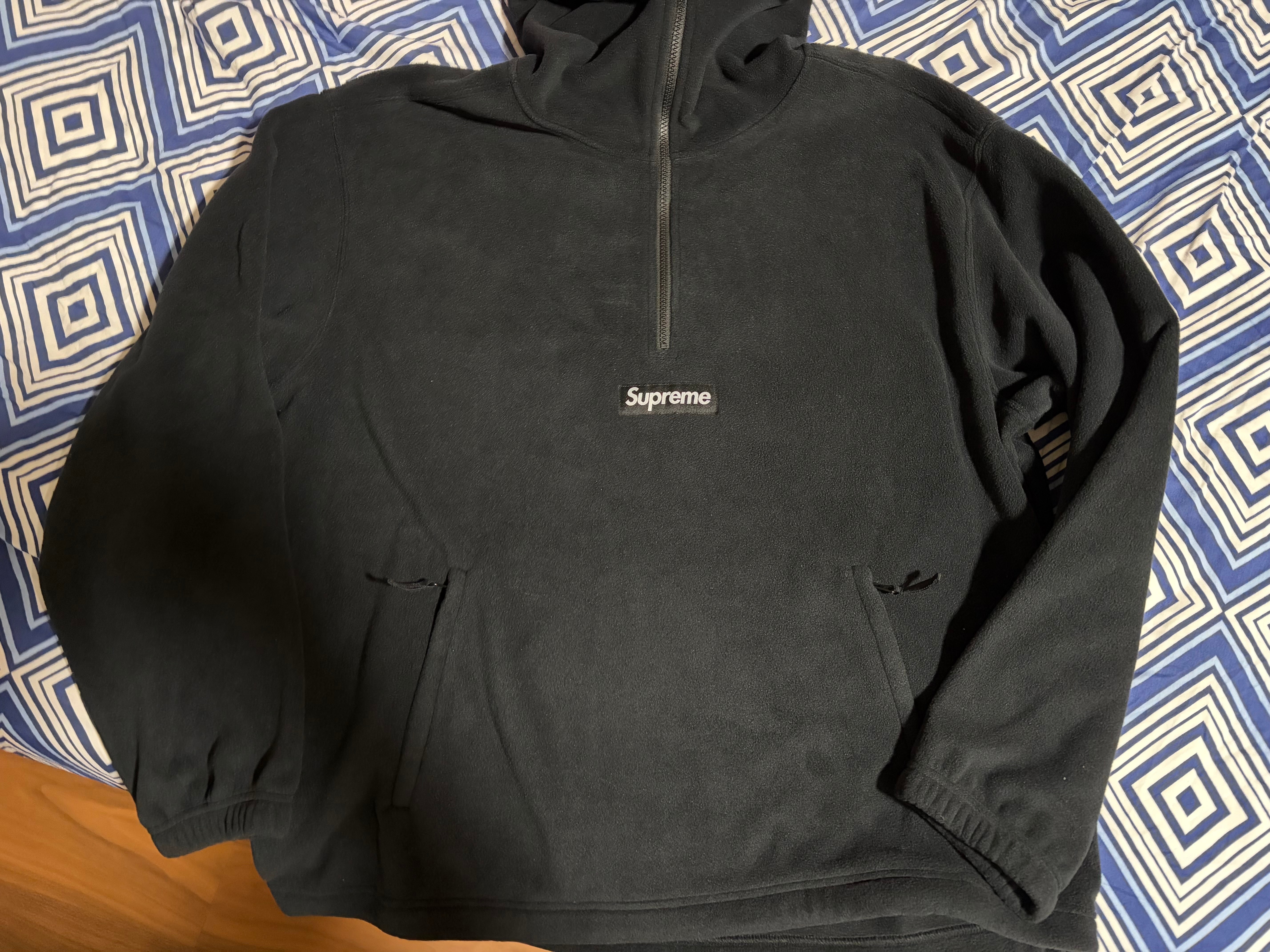 Supreme Polartec Facemask Half Zip Hooded Sweatshirt "Black"