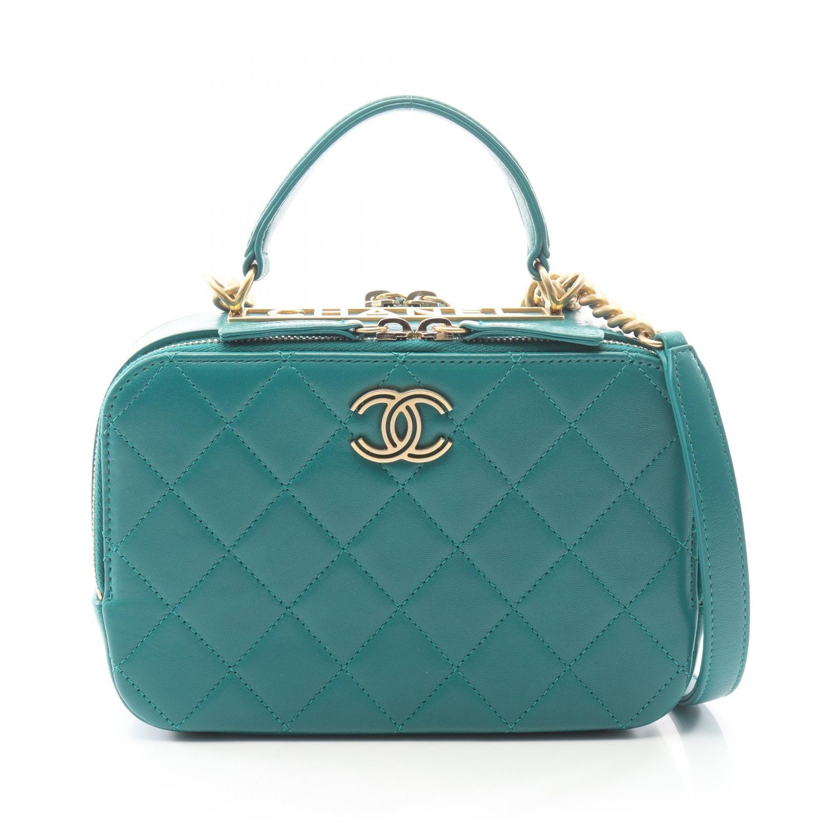 シャネル CHANEL マトラッセ トップハンドル 2WAY ショルダーバッグ バッグ レザー レディース グリーン系 【中古】
