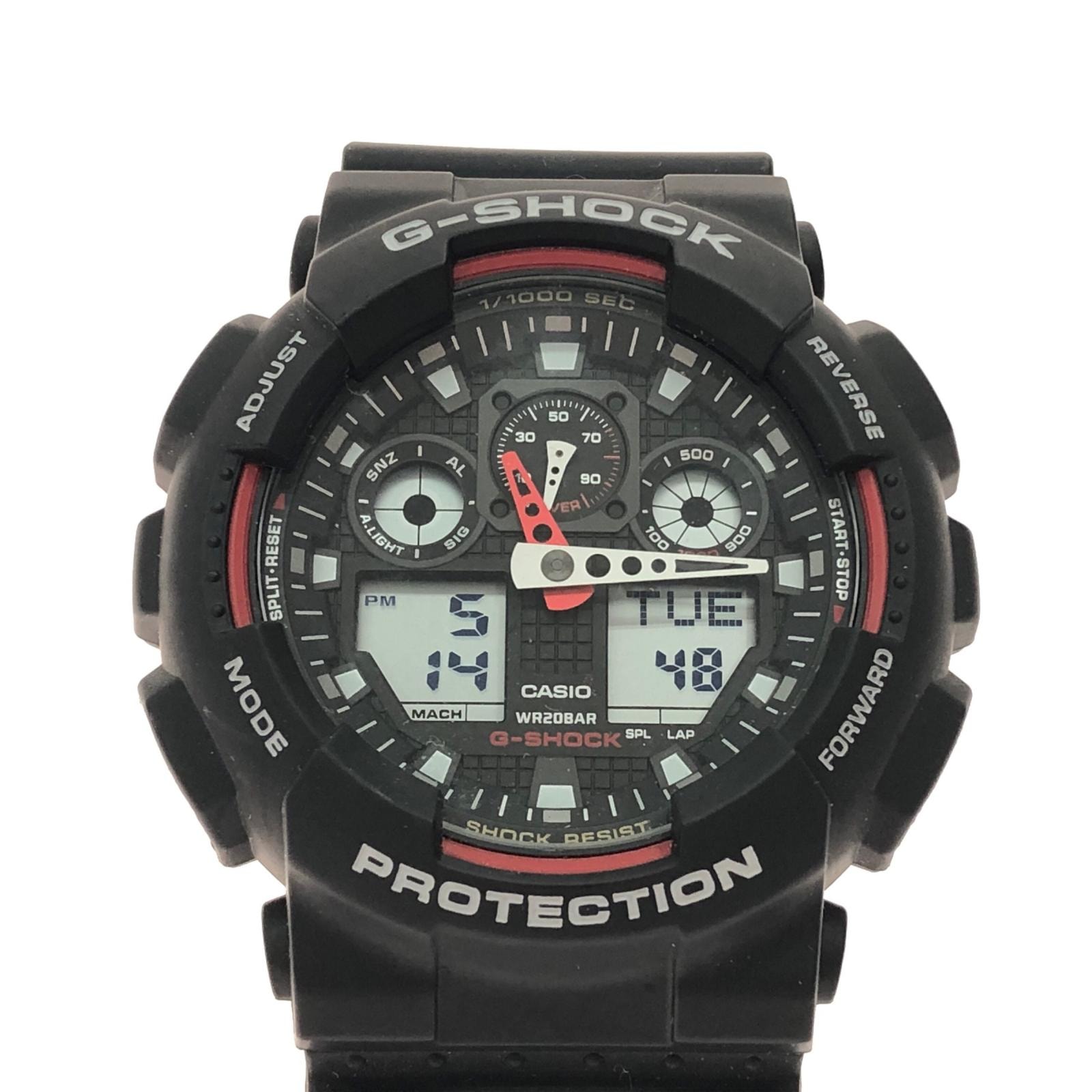 CASIO カシオ メンズ腕時計 デジアナウォッチ クオーツ G-SHOCK Gショック GA-100 ブラック/レッド