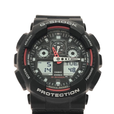 CASIO カシオ メンズ腕時計 デジアナウォッチ クオーツ G-SHOCK Gショック GA-100 ブラック/レッド