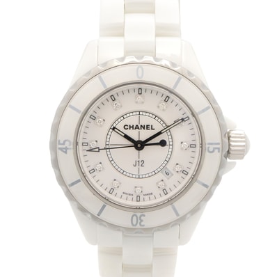シャネル CHANEL J12 12Pダイヤ 腕時計 時計 セラミック ダイヤモンド レディース ホワイト系 H1628 【中古】