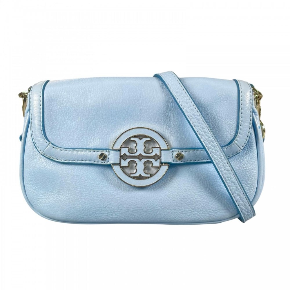 Tory Burch トリーバーチ ショルダーバッグ  レザー   ブルー 青 ゴールド金具 レディース【中古品】