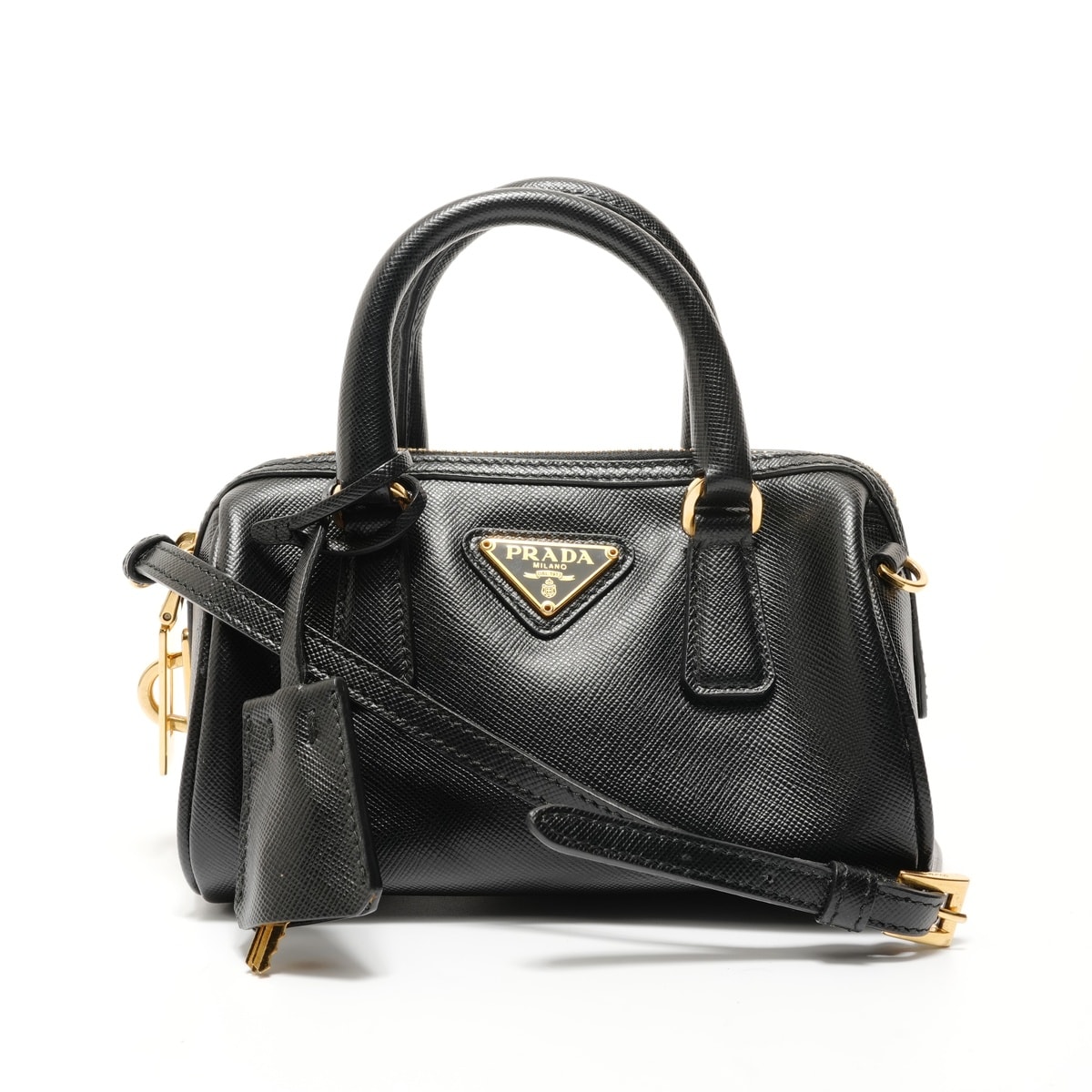 プラダ PRADA サフィアーノ ミニ 2WAY ゴールド金具 ハンドバッグ【中古】