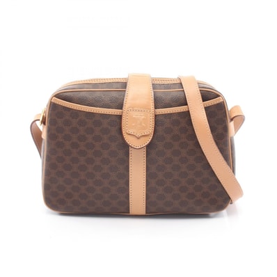 セリーヌ CELINE マカダム ショルダーバッグ バッグ PVCコーティングキャンバス レザー レディース ブラウン系 【中古】