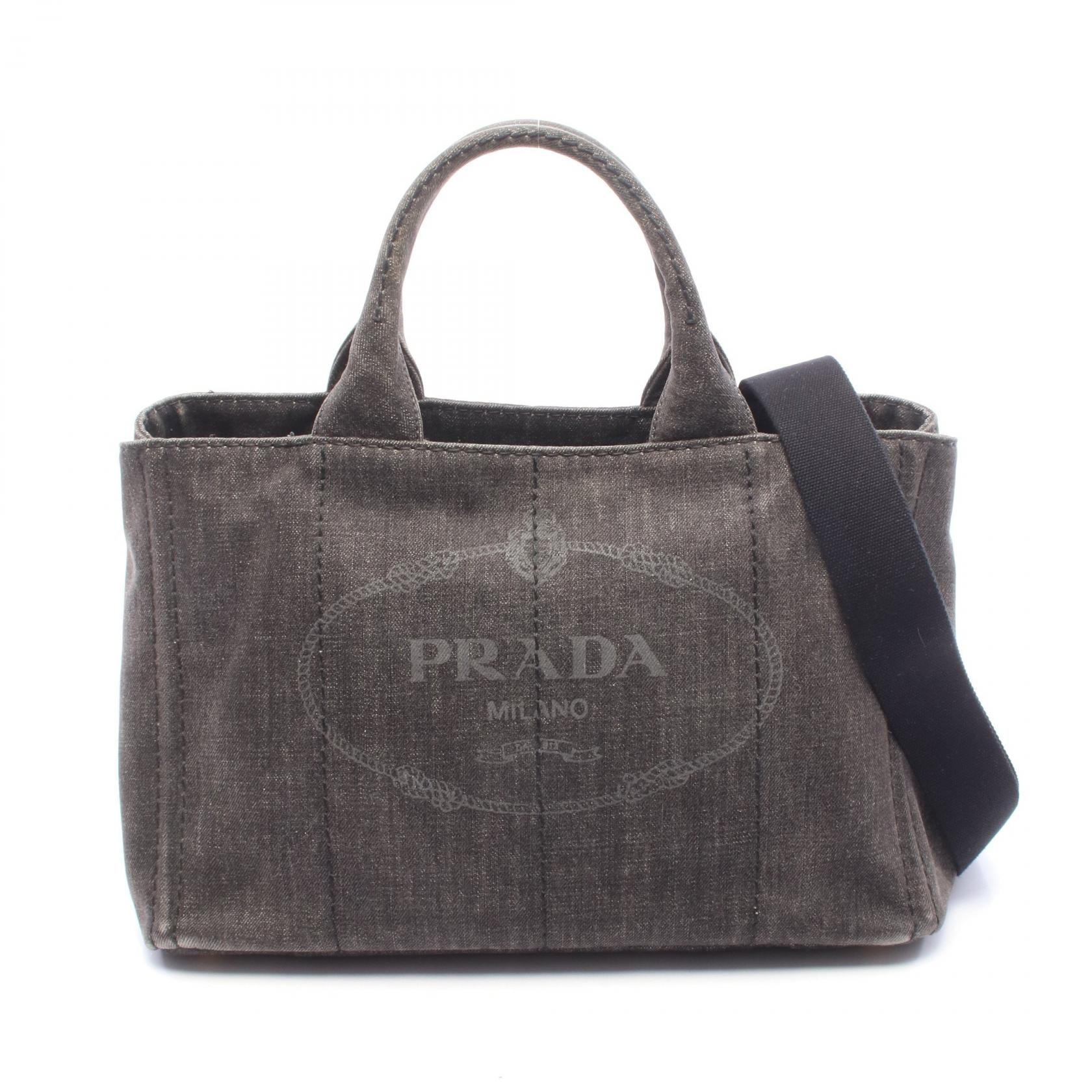 プラダ PRADA CANAPA カナパ 2WAY トートバッグ バッグ デニム レディース ブラック系 【中古】