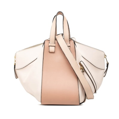 ロエベ ハンモック スモール ハンドバッグ ショルダーバッグ 2WAY ピンク ベージュ レザー レディース LOEWE 【中古】