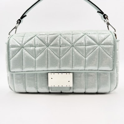 FENDI(フェンディ)バゲット ショルダーバッグ スパンコール ミントグリーン シルバートーン金具 レディース バッグ イタリア製