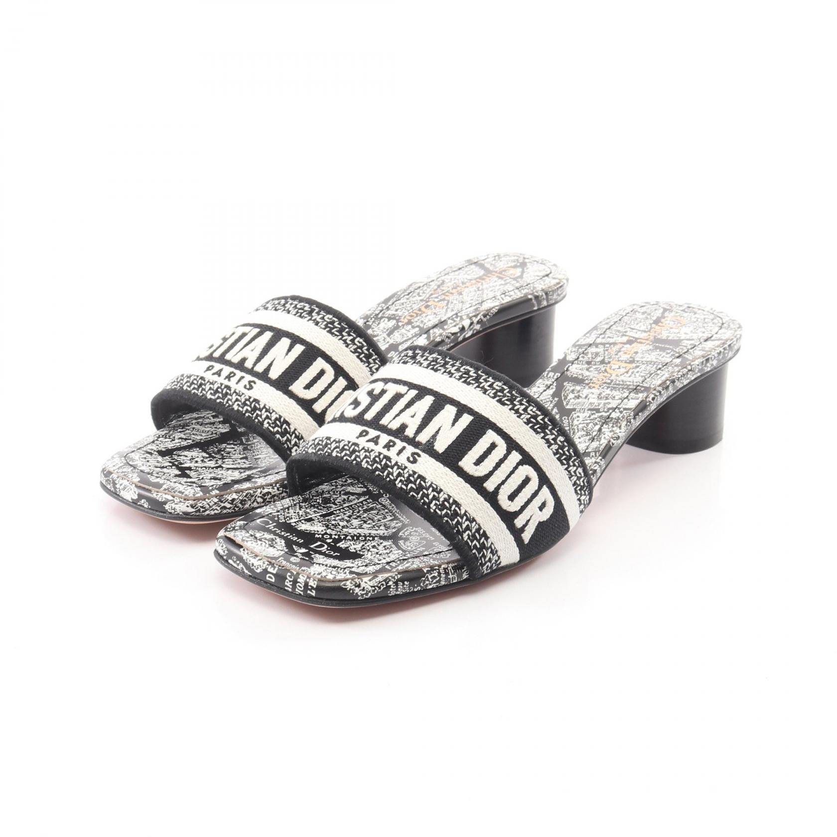 ディオール Dior Dway ミュール 靴 キャンバス レディース ブラック系 / ホワイト系 【中古】