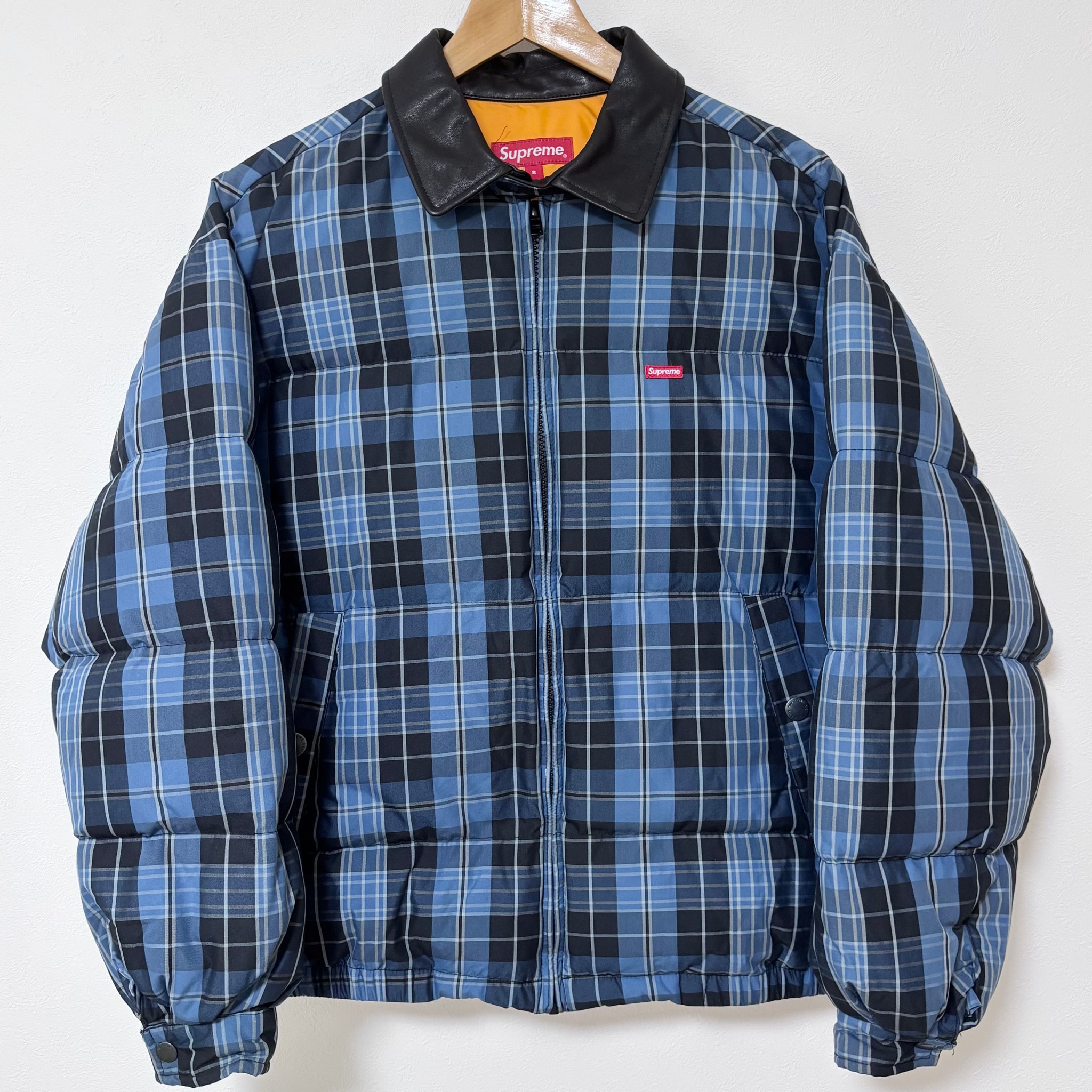 Supreme Leather Collar Puffy Jacket "Blue"