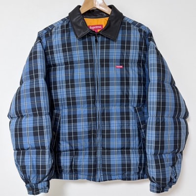 Supreme Leather Collar Puffy Jacket "Blue"