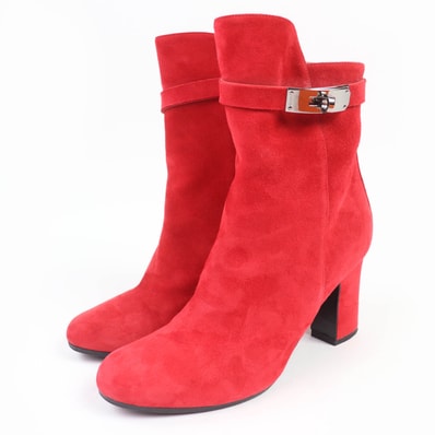 美品 エルメス ショートブーツ JOUEUSE ジュウーズ レッド 37.5