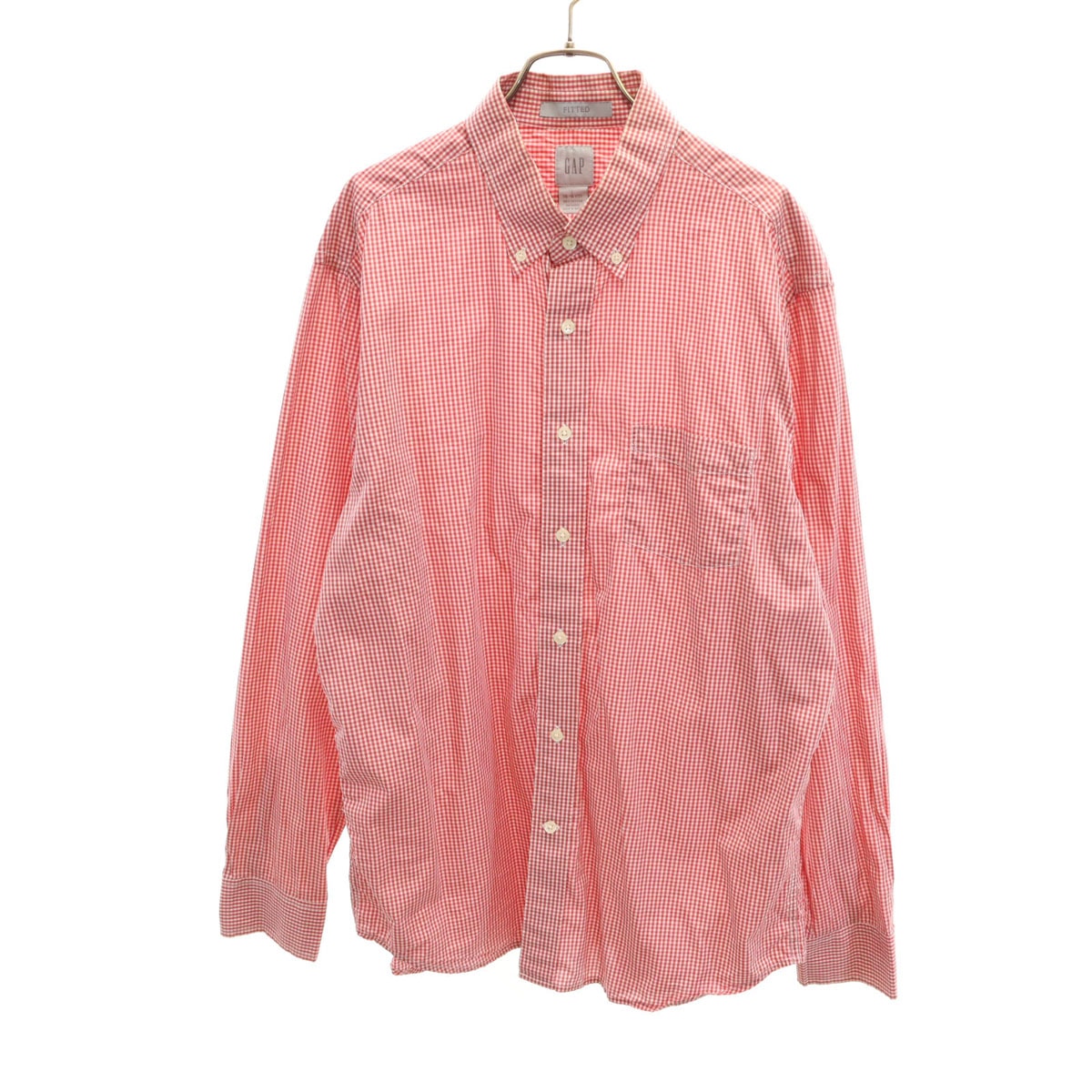 GAP ギャップ ギンガムチェック 長袖 ボタンダウンシャツ L レッド