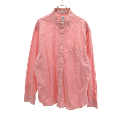 GAP ギャップ ギンガムチェック 長袖 ボタンダウンシャツ L レッド
