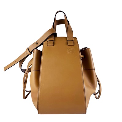 ロエベ LOEWE ハンドバッグ ショルダーバッグ ハンモック レザー ブラウン ゴールド レディース【中古】 z10508