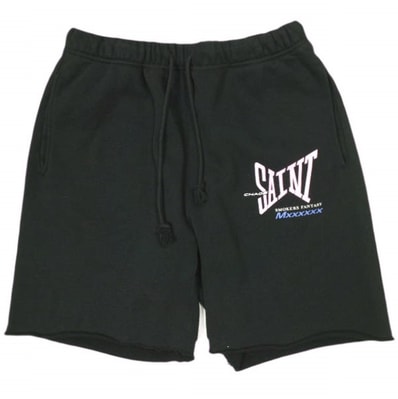 新品 SAINT MICHAEL セントマイケル 25SS 日本製 SWEAT SHORTS / RIBON SAINT カットオフ スウェットショーツ SM-HR8-0000-059 M BLACK SAINT Mxxxxxx ショートパンツ ボトムス