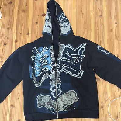 Travis Scott Cactus Jack For Fragment Skeleton Graffiti Full Zip Hoodie "Black"