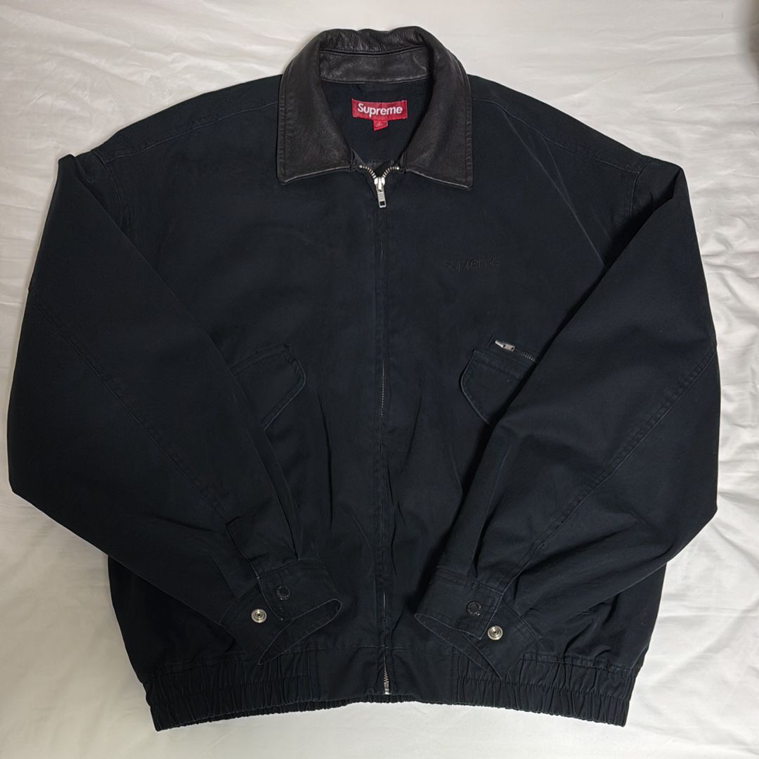 Supreme Leather Collar Utility Jacket "Black"