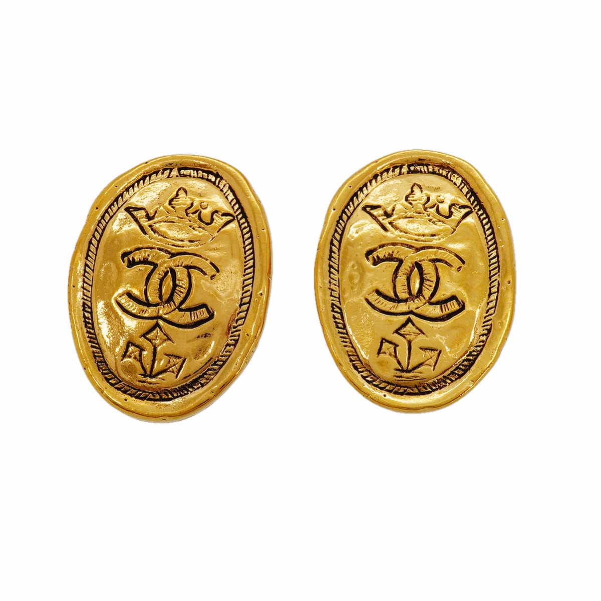 【6jkb0500】シャネル イヤリング ヴィンテージ ココマーク 丸型 サークル GPメッキ ゴールド【中古】レディース