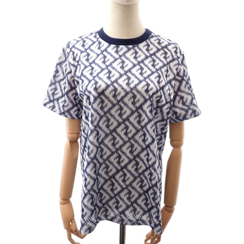 フェンディ FENDI テクニカルメッシュ S FAF682AN66F1KRN 半袖Tシャツ ポリエステル ブルー メンズ【中古】【Aランク】