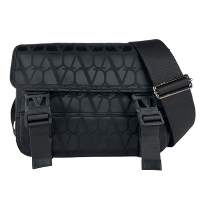 ヴァレンティノ ガラヴァーニ Valentino Garavani ショルダーバッグ キャンバス ブラック ユニセックス【中古】 z10332
