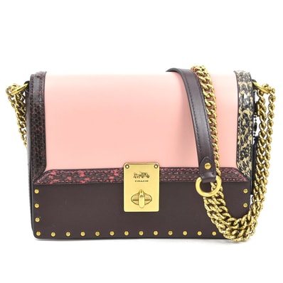 コーチ COACH ショルダーバッグ レザー/パイソン ピンク×ボルドー レディース【中古】 56097k