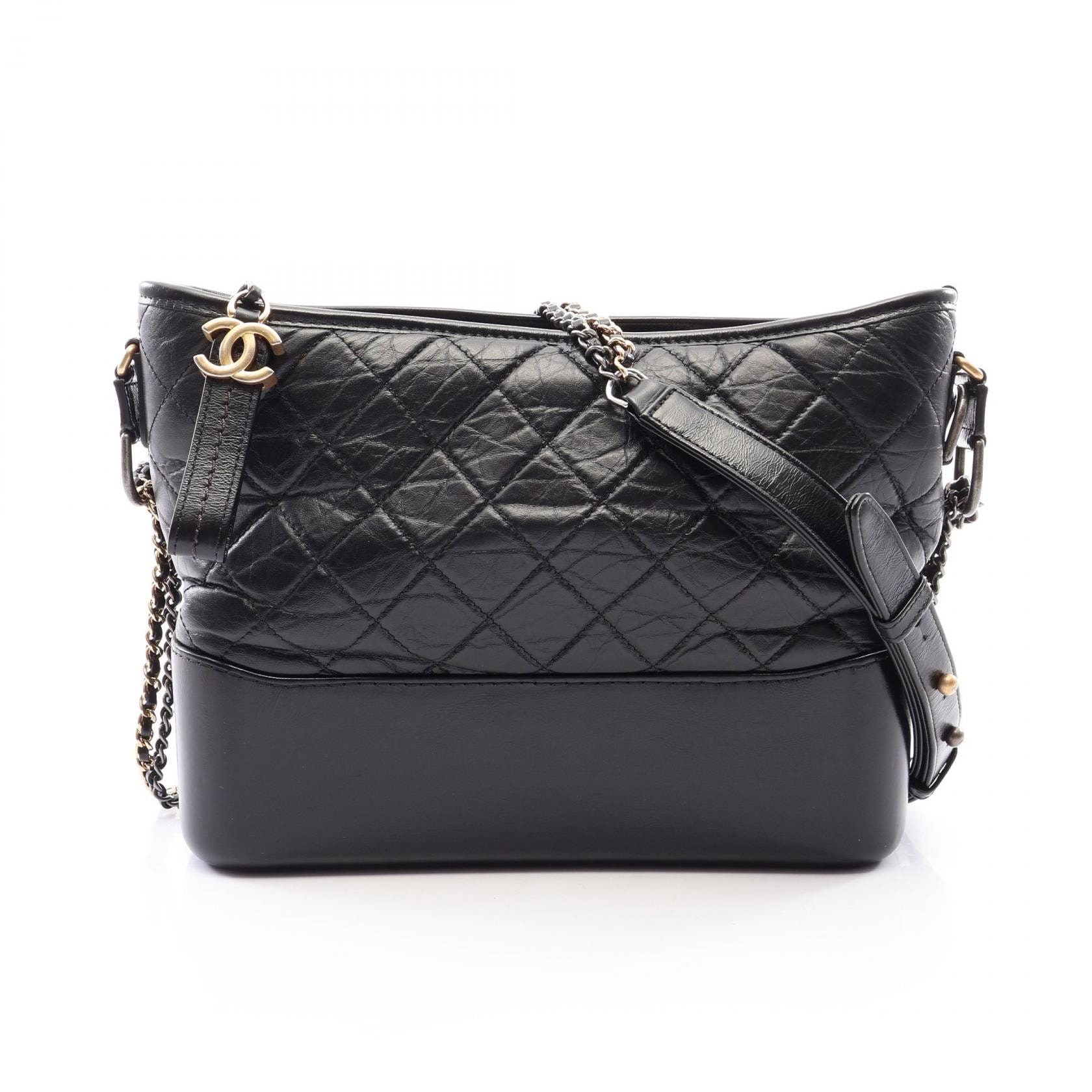 シャネル CHANEL ガブリエル ドゥ シャネル ラージ ホーボー コンビ金具 ショルダーバッグ バッグ レザー レディース ブラック系 A93824 【中古】