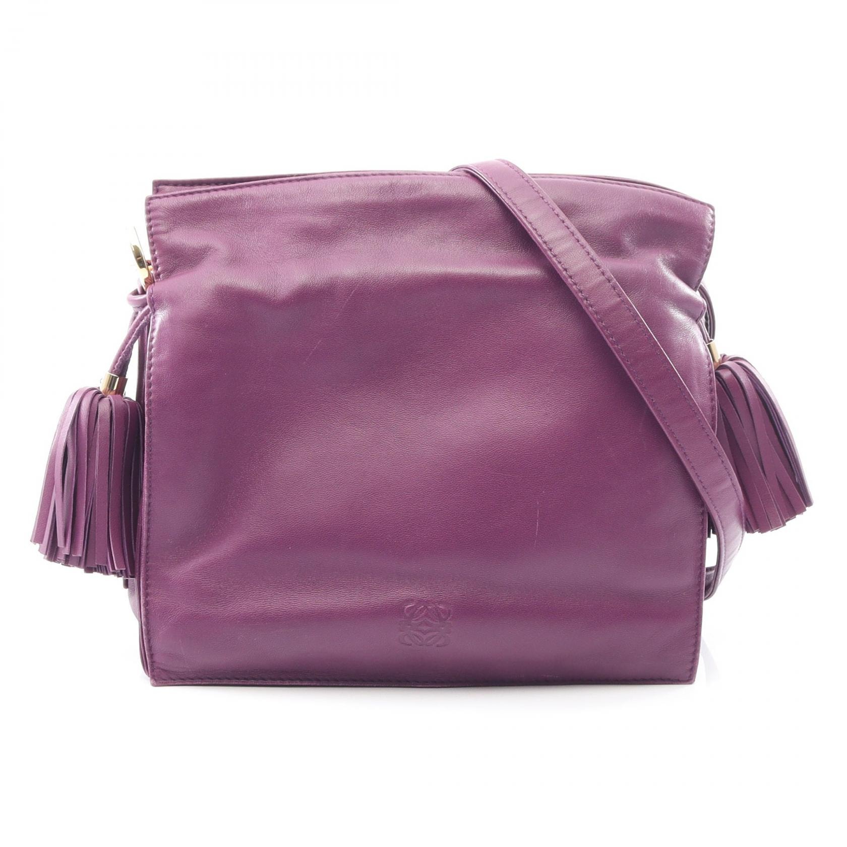 ロエベ LOEWE フラメンコ22 ショルダーバッグ バッグ レザー レディース パープル系 【中古】