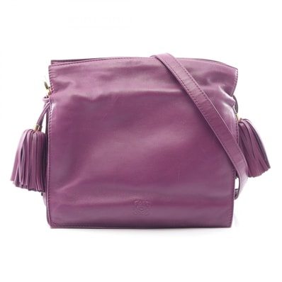 ロエベ LOEWE フラメンコ22 ショルダーバッグ バッグ レザー レディース パープル系 【中古】