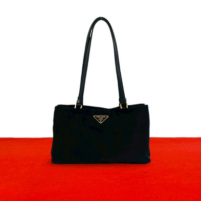 PRADA プラダ 三角ロゴ 金具 ナイロン レザー トートバッグ ブラック
69813