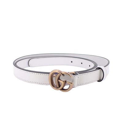 美品 GUCCI グッチ ダブルG スリムベルト GGマーモント 409417 110/44 ホワイト メンズ ベルト