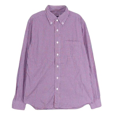 SOPHNET. ソフネット 長袖シャツ ボタンダウン チェック 長袖 シャツ レッド系 M【中古】