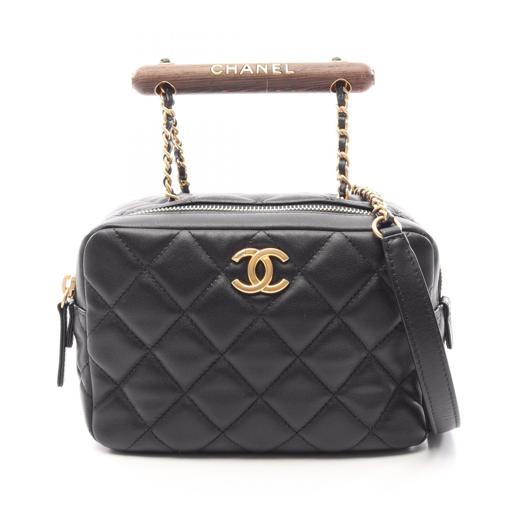 シャネル CHANEL マトラッセ ミニ ボウリングバッグ 2WAY ショルダーバッグ バッグ ラムスキン(羊革) レディース ブラック系 AS4198 【中古】
