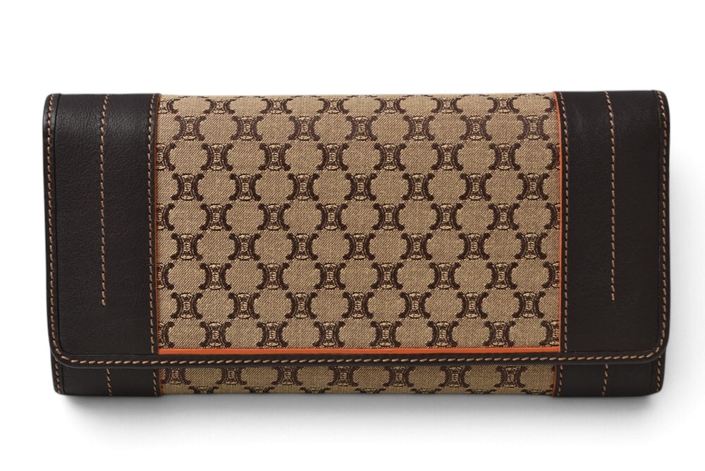 A (未使用に近い)】セリーヌ 財布 CELINE 長財布 マカダム柄 ブラウン