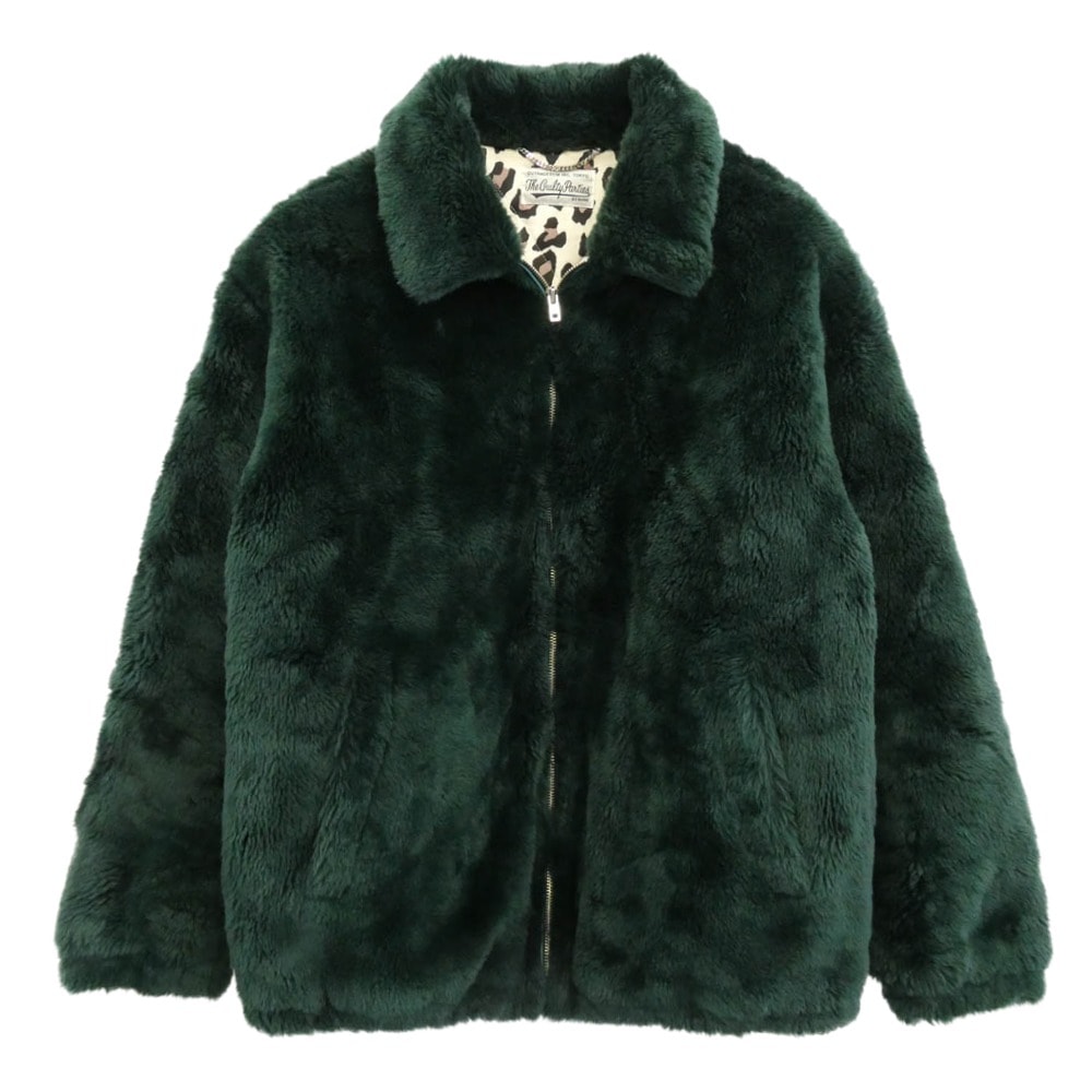 WACKO MARIA ワコマリア ジャケット 21AW Fur COACH Jacket 裏地レオパード 中綿 ファー コーチ ジャケット グリーン系 L【中古】