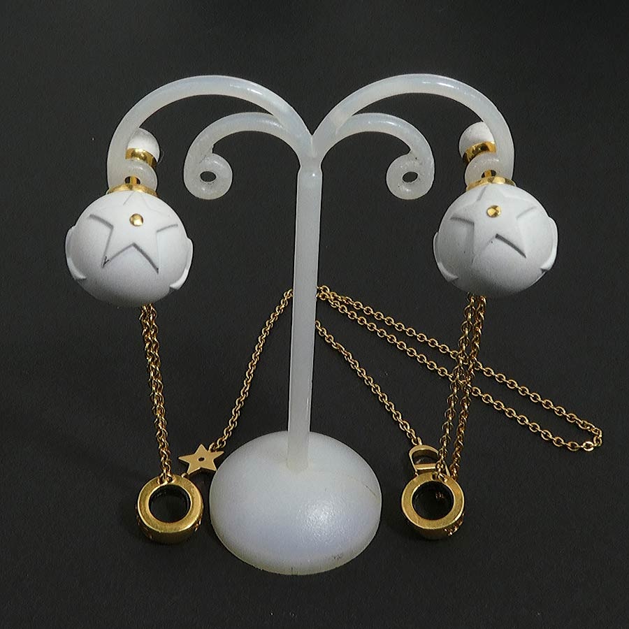 クリスチャンディオール Christian Dior ピアス Air Podsアクセサリー トライバルピアス D-VIBE メタル ホワイト×ゴールド レディース【中古】 56456a