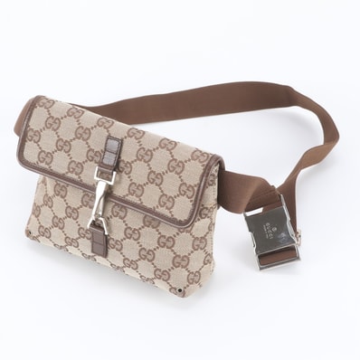 ■美品 グッチ GGキャンバスボディバッグ レザー×キャンバス