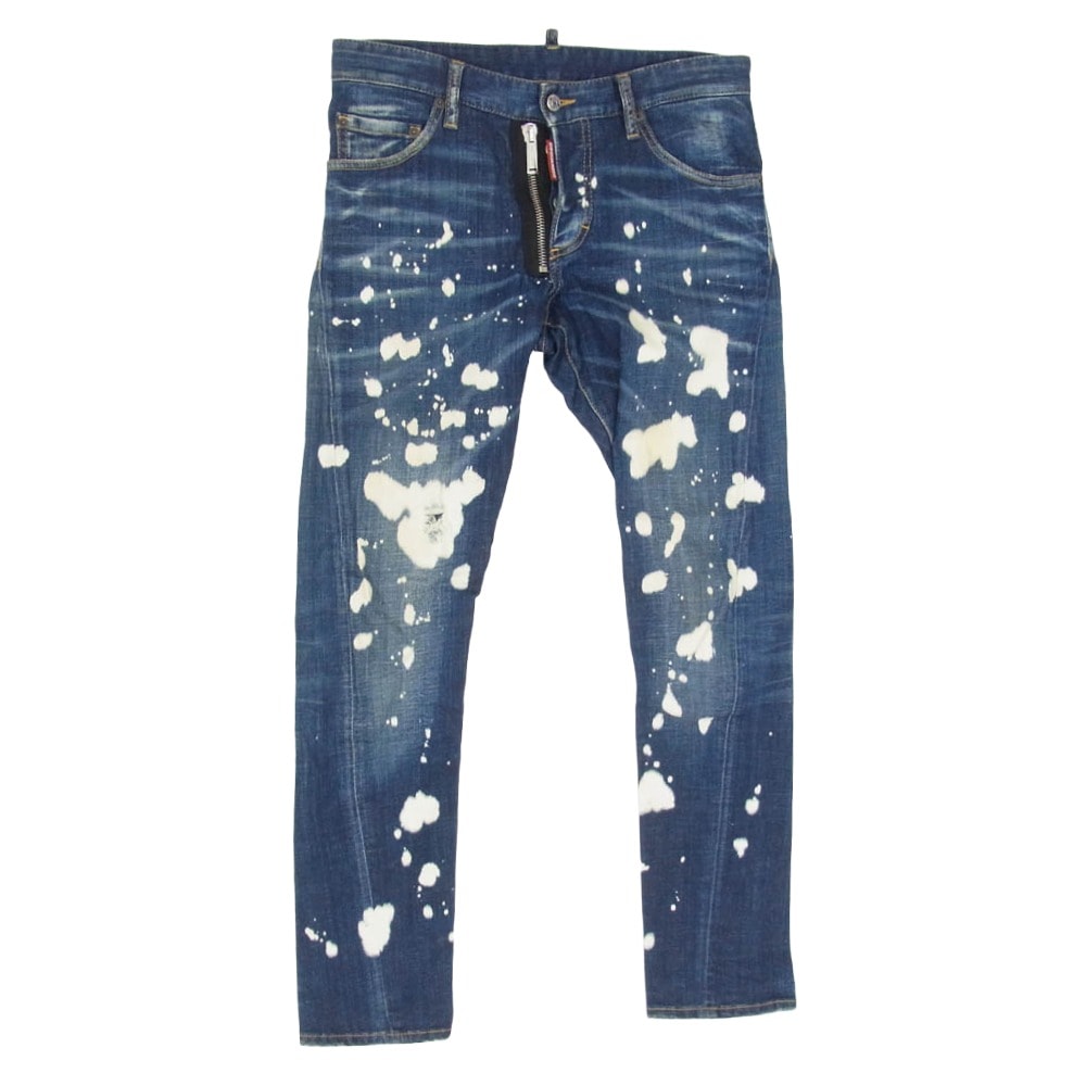 DSQUARED2 ディースクエアード 21AW S74LB0964 Bleach Splash Cool Guy Jeans セクシーツイスト ブリーチ ダメージ加工 ストレッチ スキニー デニム パンツ インディゴブルー系 46【中古】