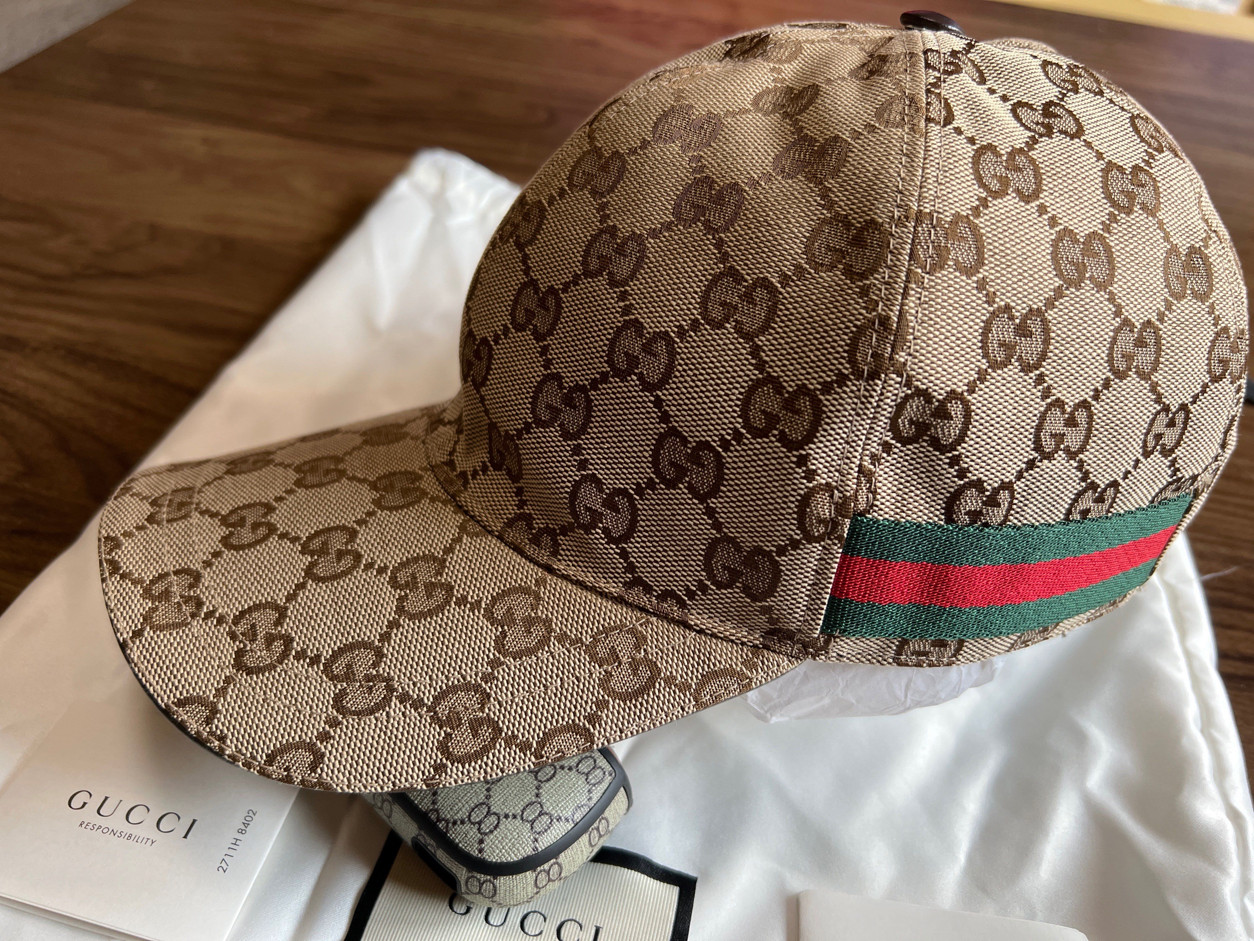 GUCCI Original GG Canvas Baseball Hat With Web "Beige/Ebony"